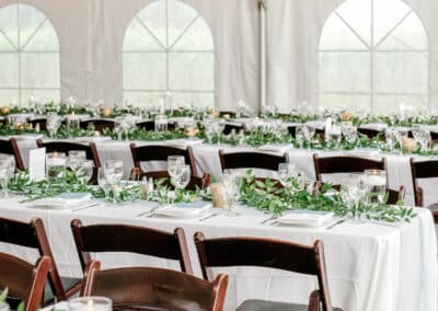 long tables at wedding