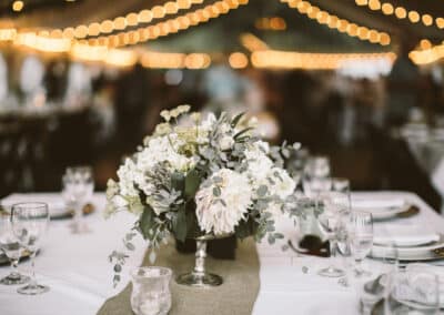 white and green centerpiece