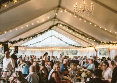 greenery in wedding tent