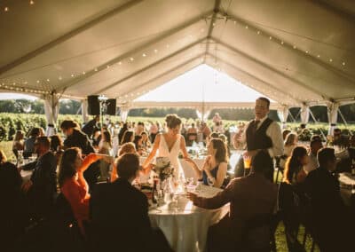 greeting wedding guests