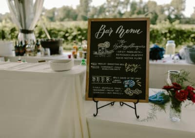 wedding bar menu sign