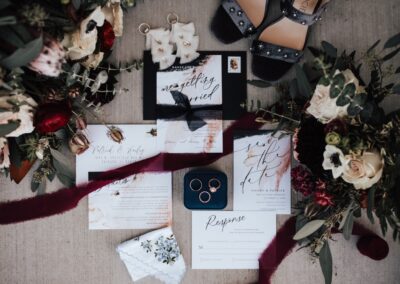 dark wedding stationary