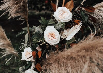 pampas grass with roses